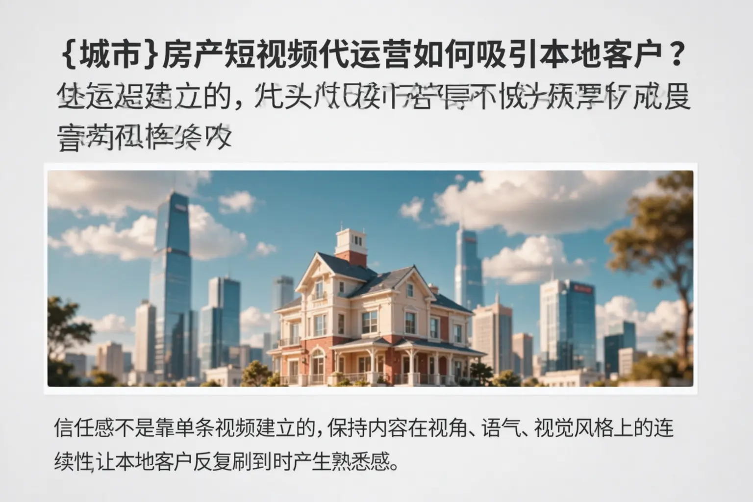 玉泉房产短视频代运营如何吸引本地客户?